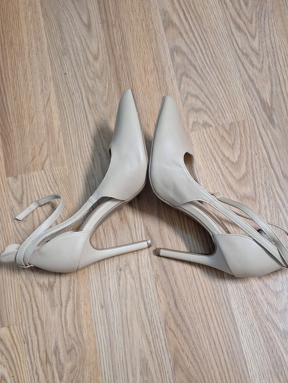 torrid Beige Pointed-Toe Ankle Strap Stiletto Heels